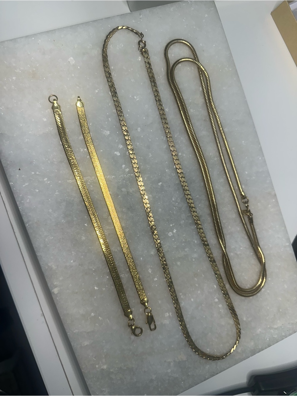 Vintage Gold Tone Chain Necklace and Bracelet Lot